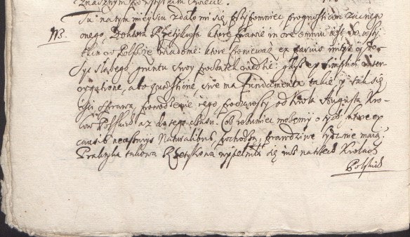 Latosz's reference to Rheticus in a 17th-century copy of his Przestroga of 1595 (MS Warsaw, National Library, 6631 III, fol. 20v, fragment; source: Polona)